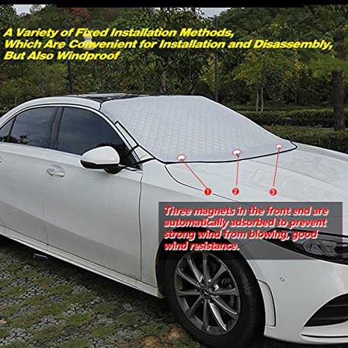 Auqdd 4-Layers All-Weather Windshield Sunscreen Cover - For Compact And Medium-Sized Suvs, Sedans, High Density Pe Aluminized Film, Heat Insulation, Wear Resistance, Uv Resistance, Magnetically Fixed #TOP4