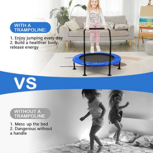 Ø101cm Faltbares Kinder Trampolin, Indoor Outdoor Mini Fitness Trampolin für Kinder mit Verstellbarem Handlauf und… – Bild 5