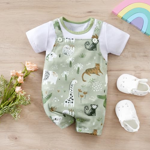 2-Pack Baby Boys Girls Romper Newborn Cartoon Print Short Sleeve Onesie Summer Clothes3