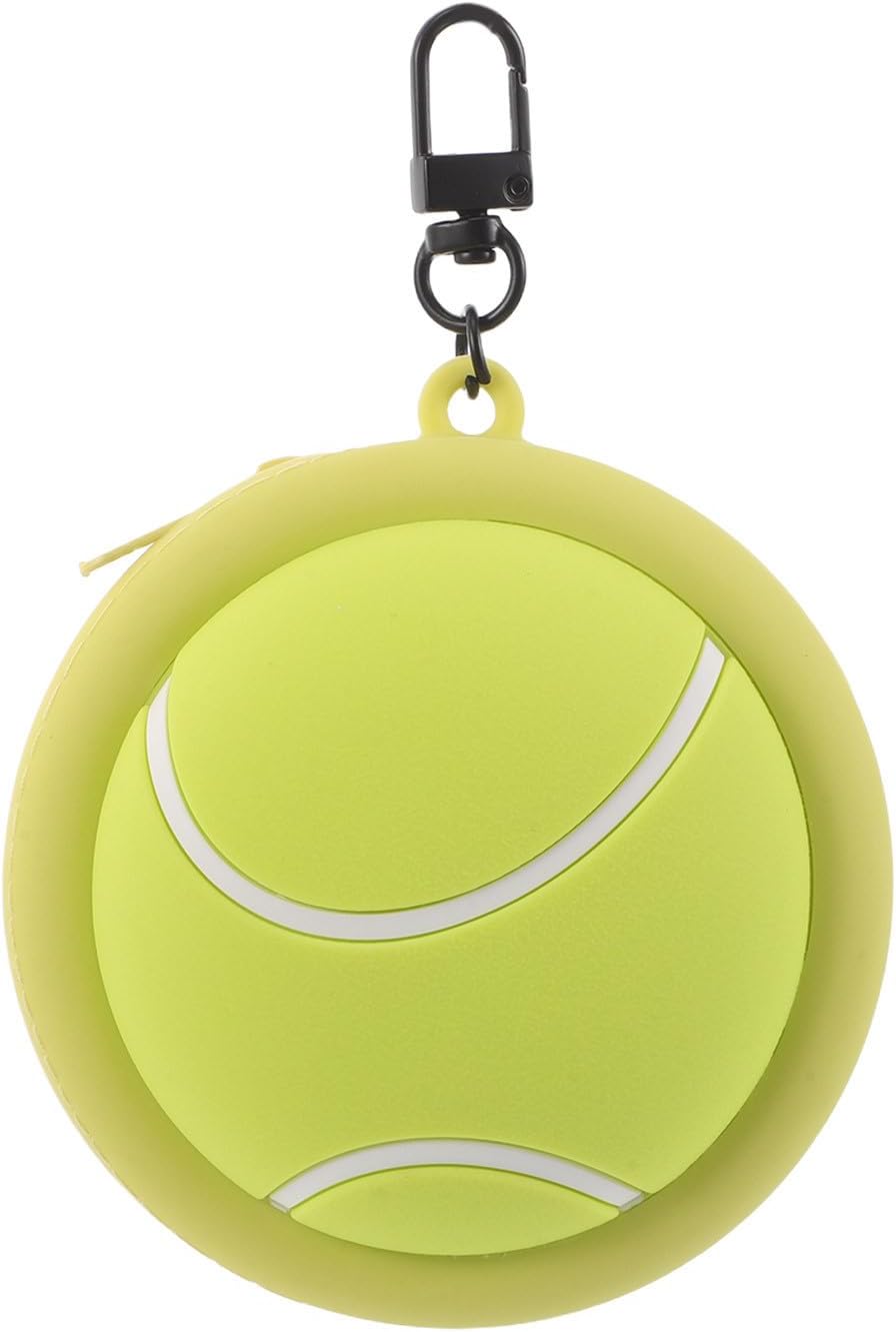 Mini Silicone Tennis Coin Pouch with Zipper Waterproof Sports Headphone Storage Bag Lightweight Portable Change Wallet for Travel and Small Essentials