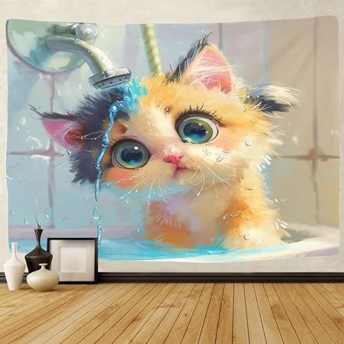 Couverture murale 3D chat mignon pour un salon cocooning et chaleureux - 2