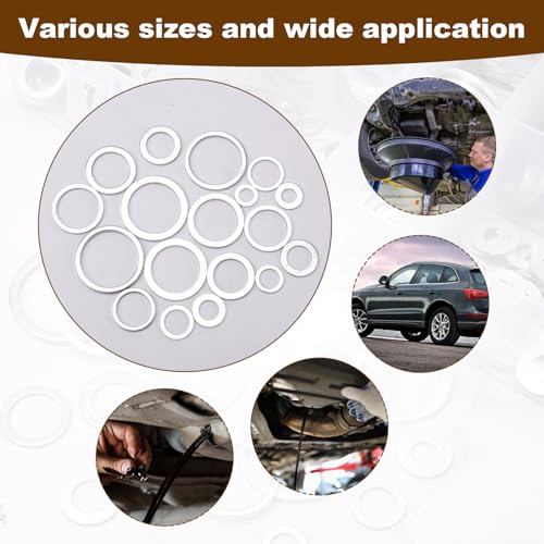 Image of 600pcs Crush Washer Oil Drain Plug, Oil Plug Crush Washers Oil Drain Plug Washer Oil Drain Plug Gasket Oil Plug Seal Copper Oil Plug Washer Automotive Engine Oil Plug Crush Washers