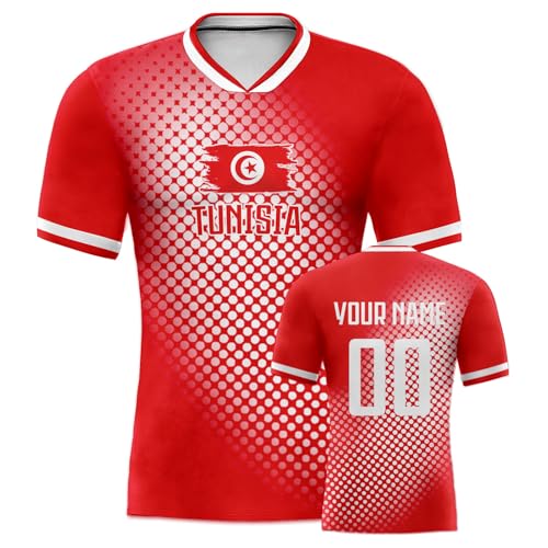 Custom 2026 Tunisia Soccer Jersey Flag Uniforms Shirts for Soccer Fans Gifts Personalized Name Numbers for Men Women Kids