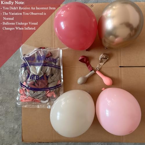 Image of MEBAY Retro Rose Baby Pink Champagne White Sand Balloons Garland Arch Kit, 146Pcs Latex Balloons Different Sizes 18 12 10 5 Inch for Party Decorations, Wedding Backdrop, Birthday, Graduation