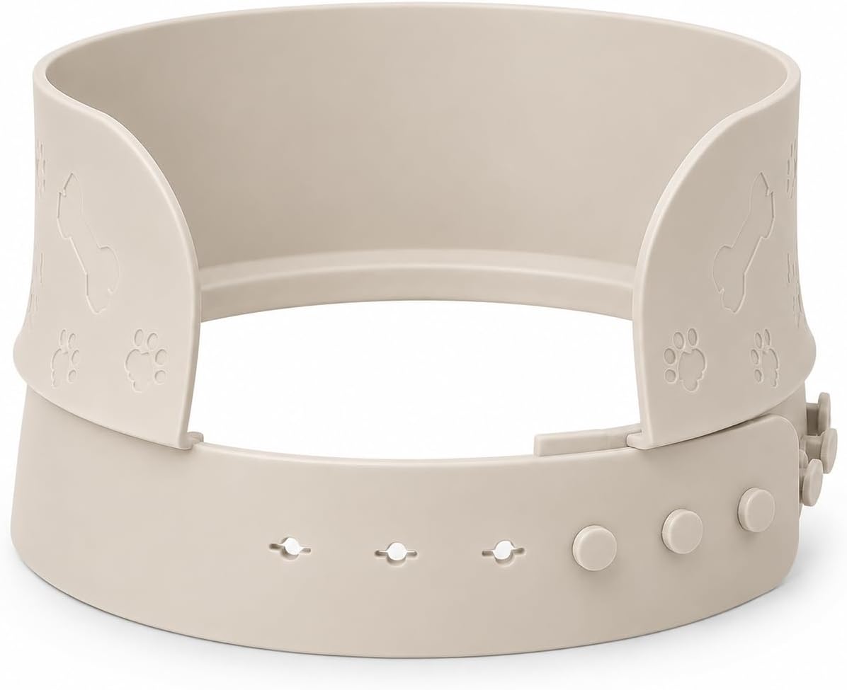 MessMate Pet Bowl Splash Guard for Dogs & Cats, Silicone Anti-Spill Food & Water Bowl Attachment, Splash Guard for Messy Drinkers, Fits 6–9 in Bowls, BPA-Free, Bowl Not Included, Gray