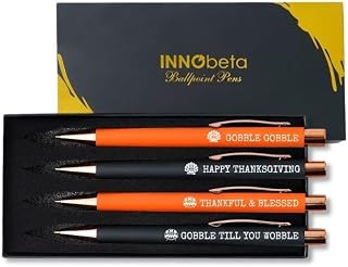 InnoBeta Thanksgiving Gifts for Women, Men, Teens, Ballpoint Pen Set of 4, Turkey Pen