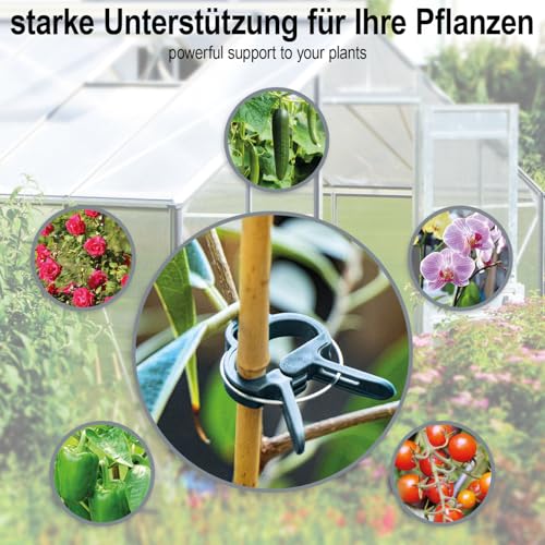 com-four® 60x Pflanzenklemmen klein - Rankhilfen zur Sicherung von Pflanzen - Pflanzenklammern für Planen - Rankkäfige für Tomaten - Rosenklammern - grüne Pflanzenclips (60 Stück - 4x2.5cm)