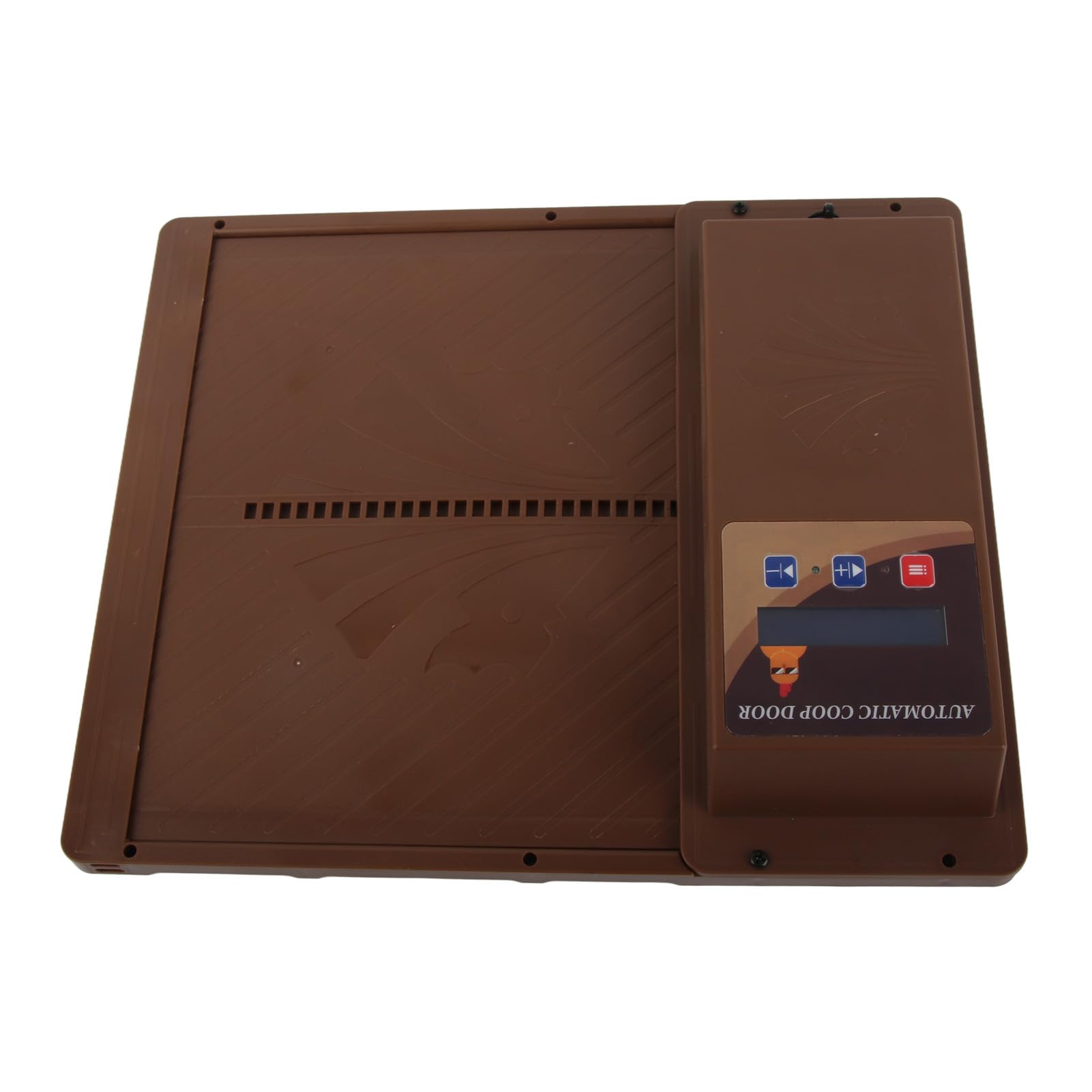 Porta automatica per pollaio USB con apertura orizzontale Apriporta automatica per pollaio Ampio schermo LCD programmabile con timer con avviso di batteria scarica (Brown)