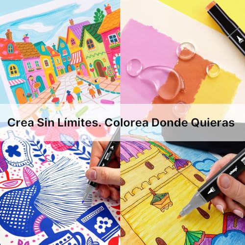 Miniatura 7 de Tongfushop Rotuladors Alcohol 100 Colores, Doble Punta Marcadores Alcohol,Impermeabile Secado Rápido Permanent Artísticos Para Niños Adultos Artistas Estudiantes, Ideales Para Dibujar Cómics Garabatos