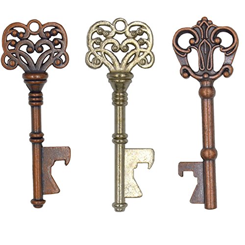 Derblue 60 Pcs Key Bottle Openers,Vintage Skeleton Key Bottle Opener,Skeleton Key Bottle Openers Wedding Favors Antique Rustic Decoration With Escort Tag Card (Copper) #TOP2