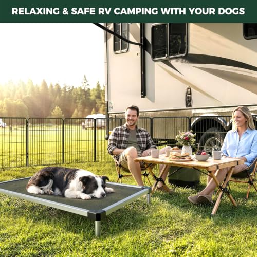 Image of FXW Instant Dog Playpen with Elevated Mesh Bed for RV Camping Outdoor Yard