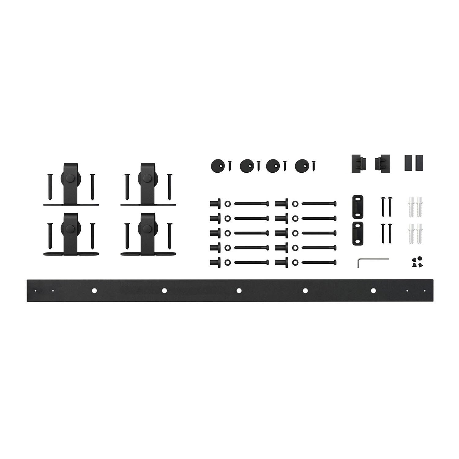 Architectural Products 72" Mini Barn Door Hardware Kits for Double Cabinet Doors Top Mount Design in Matte Black FSDH-TOPMT-BK-6-DD trimmable Down to 66" Measuring 1" in Height