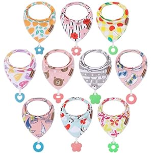 vuminbox Baby Bandana Drool Bibs 6-Pack and Teething Toys 6-Pack Made with 100% Organic Cotton, Absorbent and Soft…