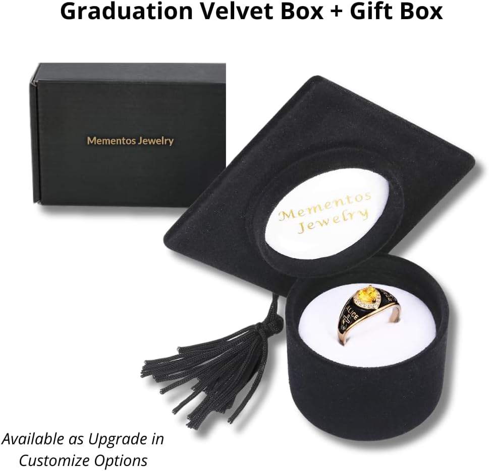Official Mementos USA Premium Class Ring Authentic Class Ring for Women – Bold Collection – Genuine Silenium, 925 Sterling Silver or 10KT Gold – Customized High School College University Women's Class Ring – Graduation Gifts