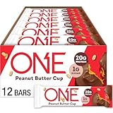 ONE Protein Bars, Peanut Butter Cup, Gluten Free with 20g Protein and 1g Sugar, Pantry Staples, 2.12 oz (12 Count)