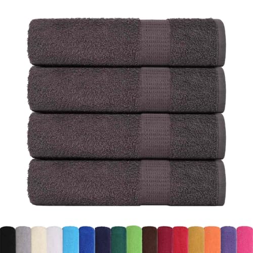 vidaXL Serviettes de Bain 4 pcs Anthracite 100x150 cm 100% Coton, Serviette, Ensemble de Serviettes de Bain, Serviette d'hôtel, Serviette de Douche