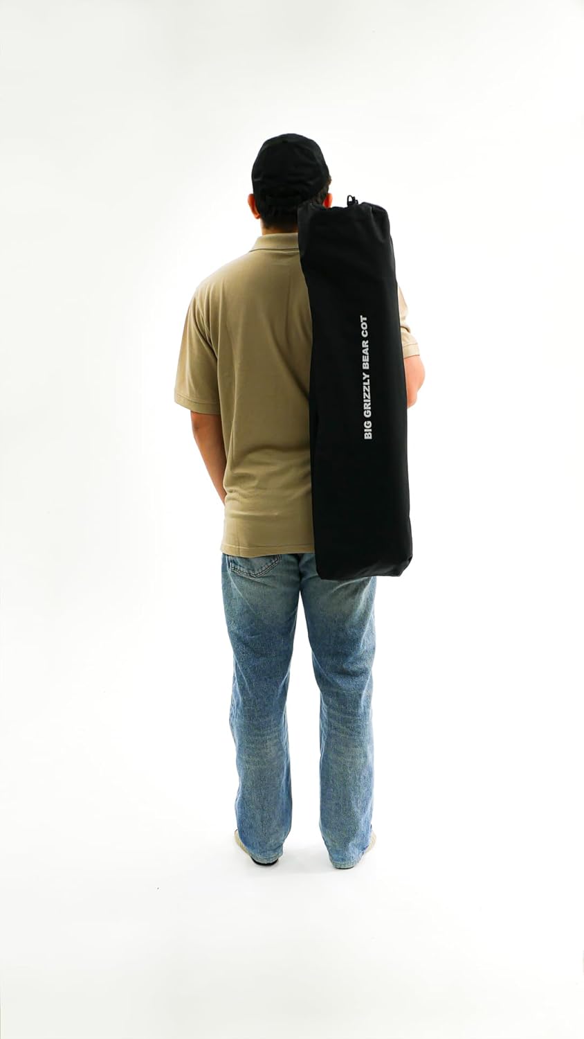 Big Grizzly Cot - Portable Heavy Duty Oversize Compact Cot with Side Pocket - Built with Reinforced Aluminum Pipe - Bonus Item Includes Blanket, Cell Phone/Drink Holders