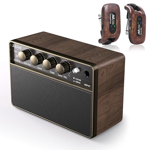 AKLOT Amplificador portátil para guitarra recargable con sistema inalámbrico de transmisor y receptor miniatura 1