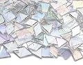 Lanyani Iridescent Mosaic Tiles 200 Pieces Bulk Stained Glass Tile for Mosaic Crafts, 4 Shapes Assortment,Clear
