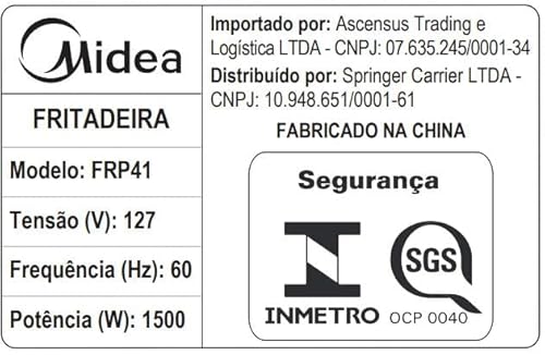 Fritadeira Airfryer Sem Óleo, 4L, Preto, 220v, Midea