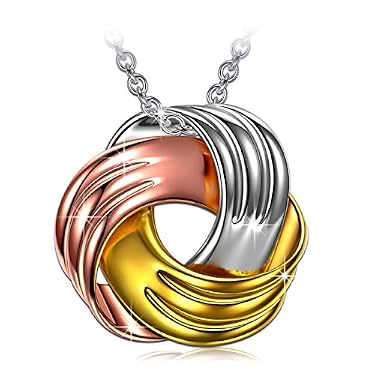 AMAZON - ANGEL NINA Valentines Day for Women Necklaces Sterling Silver Rose Gold Jewelry for Women Interlocking 3 Circles Pendant Necklace for Mom Infinity Love