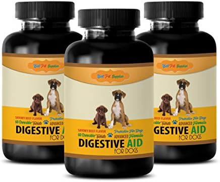 pet Digestive enzymes for Dog - Dog Digestive AID - Premium PROBIOTICS - Beef Flavor - Vegetable stearic - 180 Chews (3 Bottle)