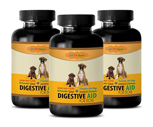 Pet Digestive Enzymes For Dog - Dog Digestive Aid - Premium Probiotics - Beef Flavor - Vegetable Stearic - 180 Chews (3 Bottle) #TOP8