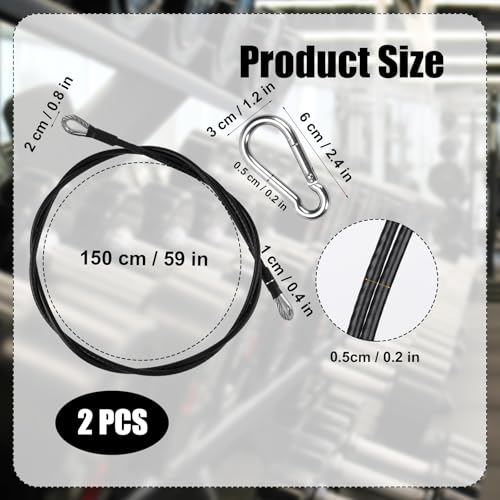 2pcs 59in/150cm Fitness Extension Cables, Home Gym Cable Extension with Carabiner for Bowflex Home Gym Machine Accessories for Leg Extensions by NQEUEPN - Used condition - Image 2