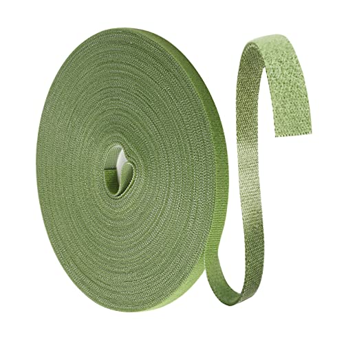Yoosso 25m Pflanzenbinder Klettband, 10mm Pflanzenband Klett Plant Ties Witterungsbeständig Wiederverschließbar Kabelbinder Klettverschluss Rolle Kletterhilfe für Pflanzen(Grasgrün)