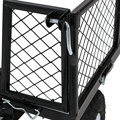 Sunnydaze Utility Steel Dump Garden Cart, Outdoor Lawn Wagon With Removable Sides, Heavy-Duty 400 Pound Capacity, Black #TOP6