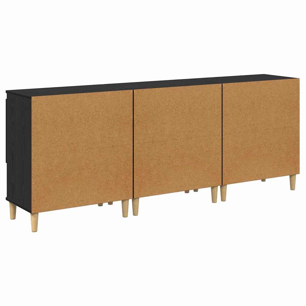 3-częściowy zestaw kredensów, wygląd czarnego dębu, 60 x 35 x 70 cm, nowoczesny materiał drewnopochodny, szafka do przechowywania do jadalni, salonu, kuchni, uniwersalne wzornictwo