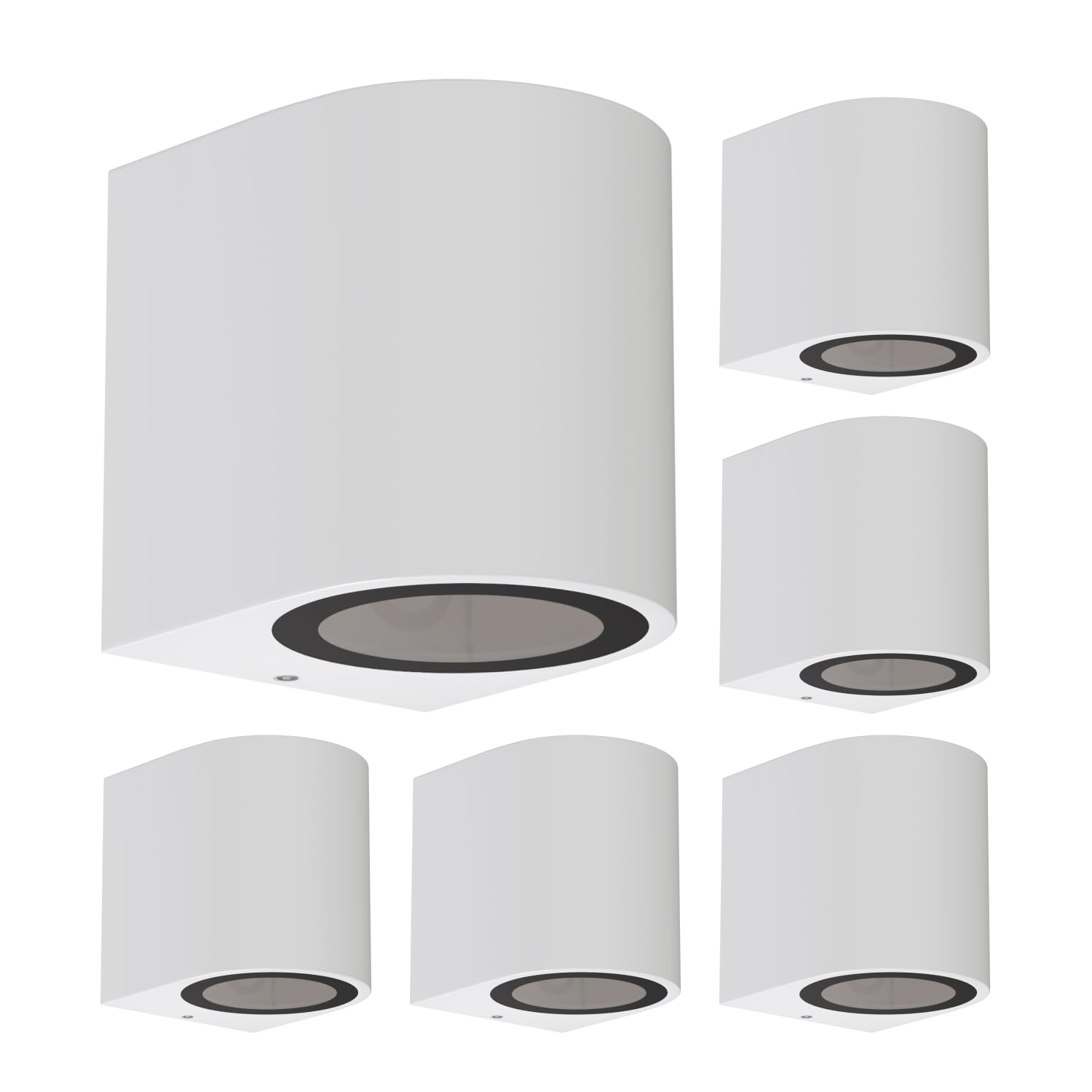 ledscom.de 6 Stück Wandleuchte ALSE für außen, IP54, Downlight, weiß matt, rund, 1x GU10 max. 35W