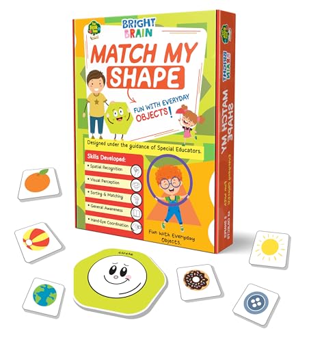 Image of Bright Brain Match My Shape | Shape Recognition & Sorting Matching Game for Kids Ages 3+ | Everyday Objects Learning Toy | Birthday Gift for Boys & Girls | Develops Cognitive & Motor Skills