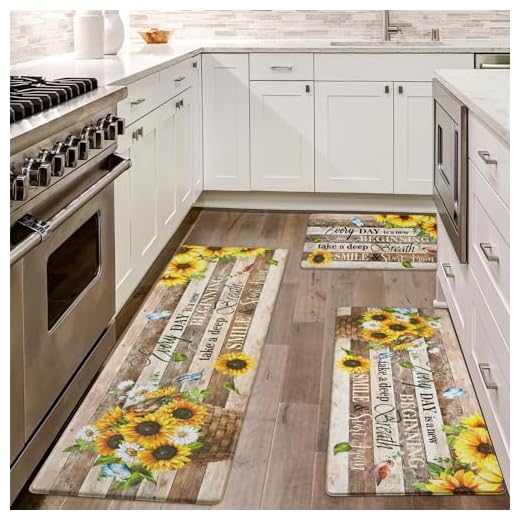Likiyol Sunflower Kitchen Mats Set of 3