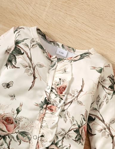 Yvowming Newborn Baby Girl Clothes Ruffle Jumpsuit Romper Infant Coming Home Outfit for Baby Girl4