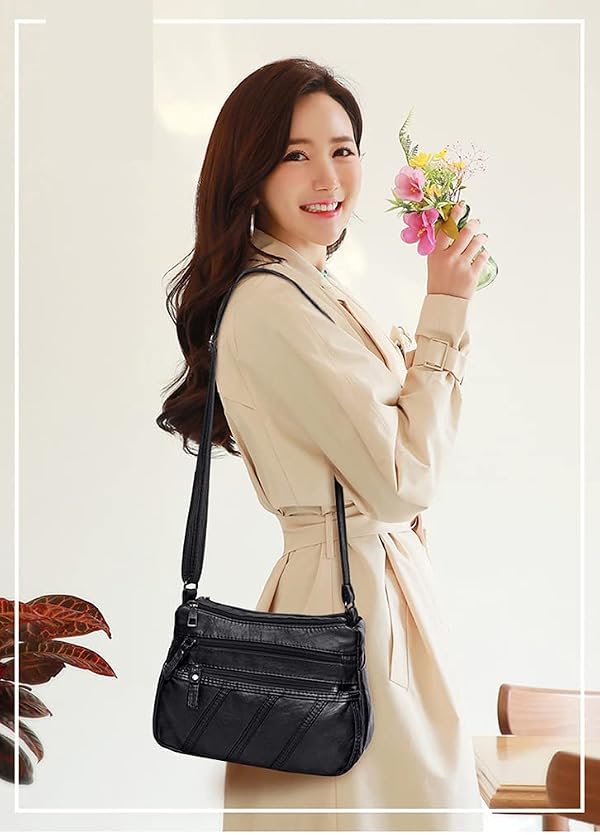 Crossbody Bags for Women Waterproof Shoulder Bag Messenger Bag Casual PU Leather Ladies Purse Handbag Cross Body Hand Bag Black by wuxingmeili - Used condition - Image 2