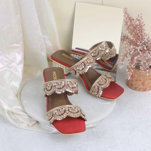 Image of Mochi Women synthetic embellishments Ethnic Slip-on Sandal