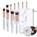 Makeup Brushes 10 Pieces Marble Makeup Brush Set with Makeup Brush Bag and Brushes Color Removal Sponge Professional Face Eyeliner Blush Contour Foundation Cosmetic Brushes for Powder Liquid Cream