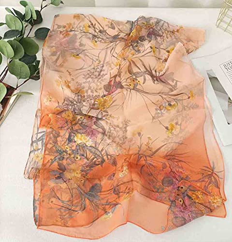 Image of Pokeedioty Scarfs for Women Lightweight Scarves Elegant Floral Pattern Sheer Scarfs Shawls Wraps