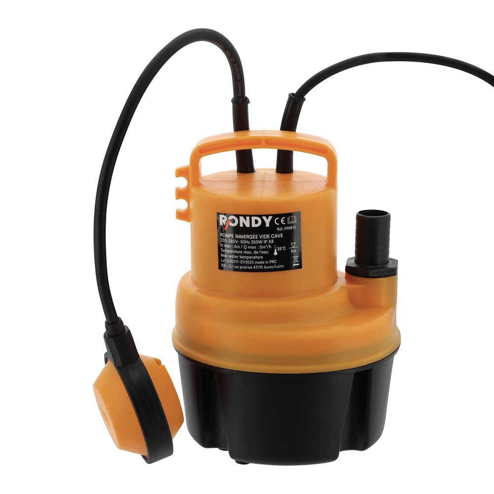 Pompa vuota cantina 250 W, acque chiare - rotonde, 5000 l/h, altezza di scarico 6 m