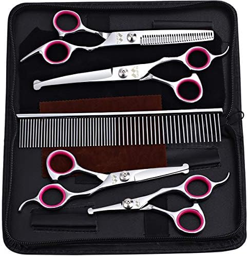 Dog Grooming Kit with Round Tip, 6 in 1 Cat Dog Grooming Scissors...