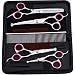 iSeaFly Dog Grooming Kit, Safety Round Tip, Heavy Duty Stainless Steel, 5 in 1 Cat Dog Grooming Scissors Set, Best Pet Grooming Shears for Full Body (pink)