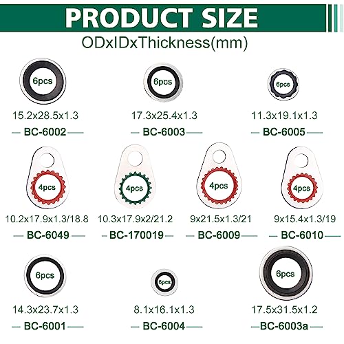 Image of A /C System Compressor Gasket Seals Air Conditioning Compressor Port Seal Washer Kit (52)