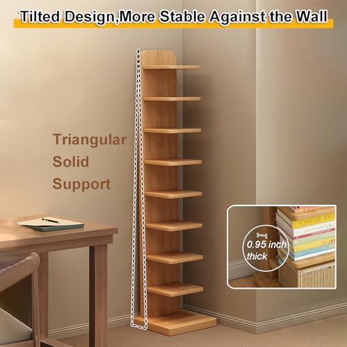 Torre de libros para salón pequeño y estantería de madera estrecha decorativa 4