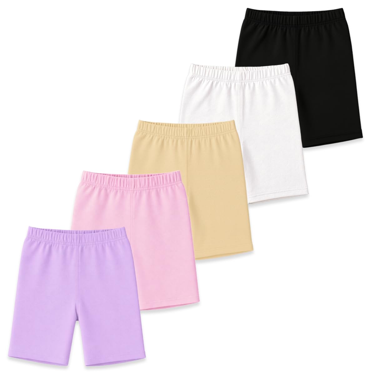 Kuchipoo Girls 100% Cotton Cycling Shorts | Soft & Stretchable Inner Safety Shorts for Under Skirts & Dresses | Breathable Activewear (Pack of 5)-picture-12