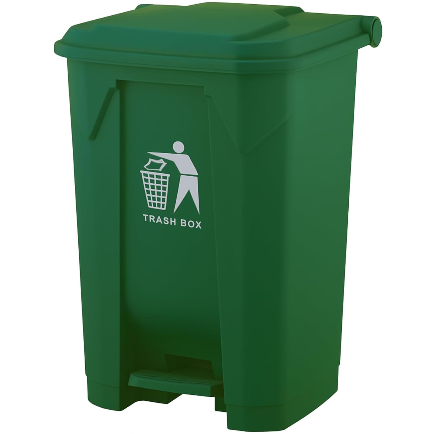 DUAS 30/50/80L Pedal Bin – Large Recycling & Rubbish Dustbin for Kitchen, Home & Office – Durable Plastic Waste Trash Bin with Foot Pedal & Lid (Green, 50L)