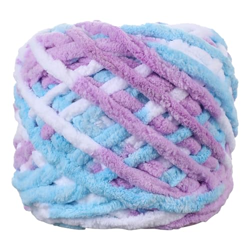 Image of Plush Chenille Chunky Yarn for Crocheting 100g(54.6yd) - Bulky Thick Fluffy Yarn for Knitting- Soft Velvet for Baby, Blanket Knitting Blanket Yarns- Amigurumi Yarns (Bluish Violet)