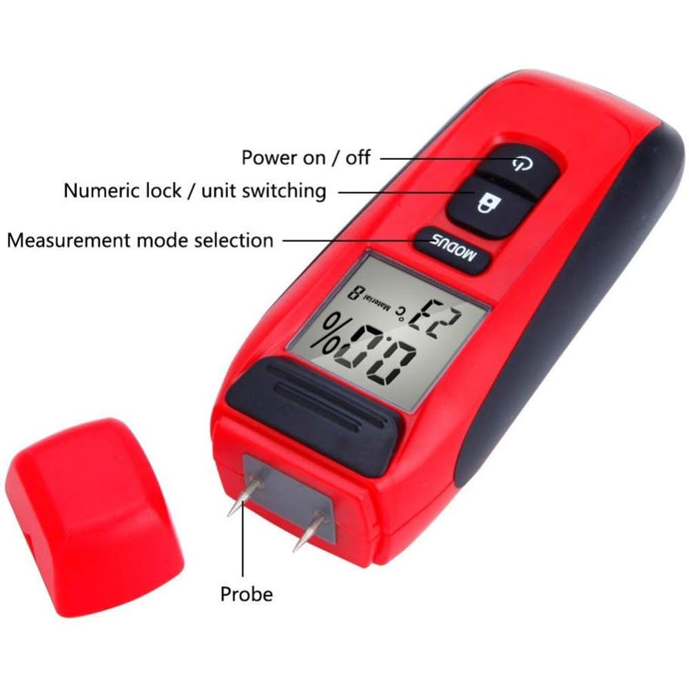 Medidor digital de humedad de madera para paredes, leña y hormigón, detector de sonda sólida con pantalla LCD retroiluminada