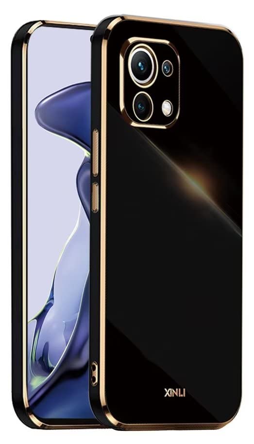 EASSGU [Telaio Elettrolitico Custodia per Xiaomi MI 11 (6.81' Inches) Cover Protettiva in Morbido Silicone TPU - Nero