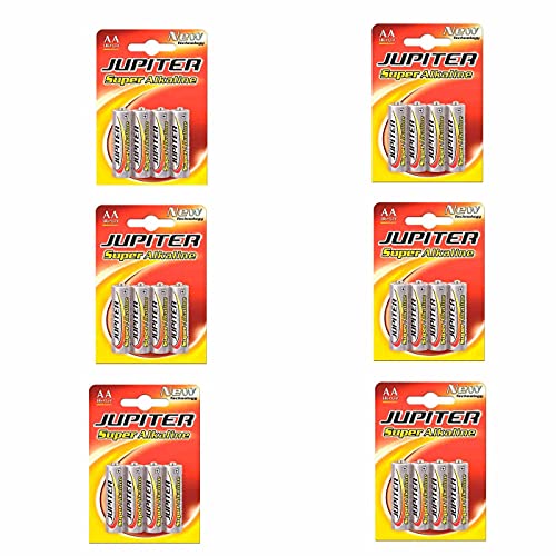6 Packs de 4 Pilas Super alcalinas AA LR6 Júpiter 1,5 V, energía fiable, Larga duración, Rendimiento Elevado para Juguetes y demás Dispositivos (24 uds)